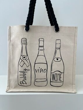WINE Carrier Shopping Bag Six Bottle Dividers Double Handle Tote Party Event